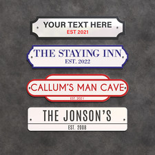 Personalised Metal Street Sign Contemporary Modern Vintage Street Railway Sign