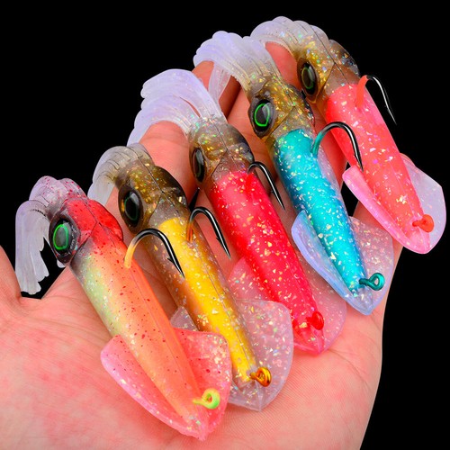 5pcs soft luminous squid - soft,
