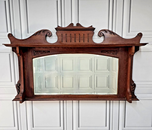 Antique overmantle wall mirror - wall,