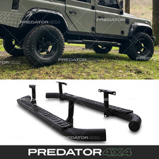 SIDE STEP PAIR STEPS FOR LAND ROVER DEFENDER 110 OEM FITTING BLACK RUNNING BOARD