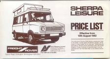 Freight Rover Sherpa Leisure Autosleepers Price List 1982