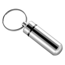 Silver Pill Medicine Box Case Holder Container Capsule Bottle Keyring3447