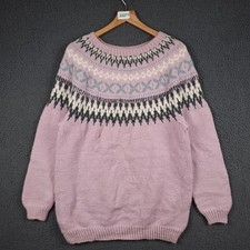 Vintage NORWEGIAN Jumper Womens XL Fair Isle Icelandic Nordic Wool Handmade