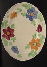 Vintage Handpainted Burslem Pottery Platter Made In England Floral
