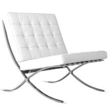 Premium Barcelona Chair white Mies Van Der Rohe Replica Geniuine Italian Leather
