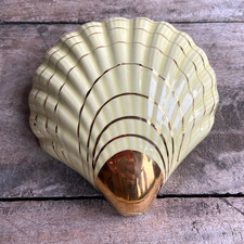 Vintage Sadler Shell Wall Pocket 1950s Ceramic Wall Vase with 22K Gold Finish