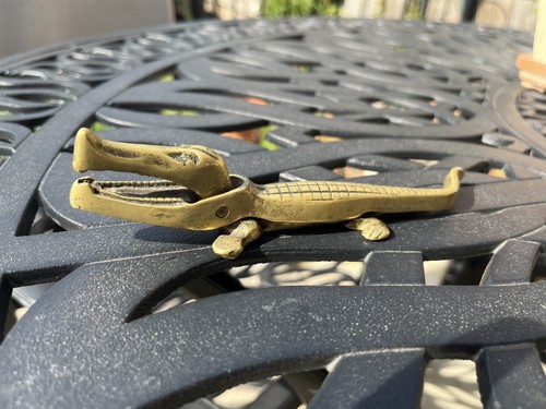 Vintage solid brass crocodile - solid,