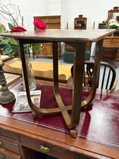 Art deco walnut side occasional table with ball feet solid and sturdy ￼