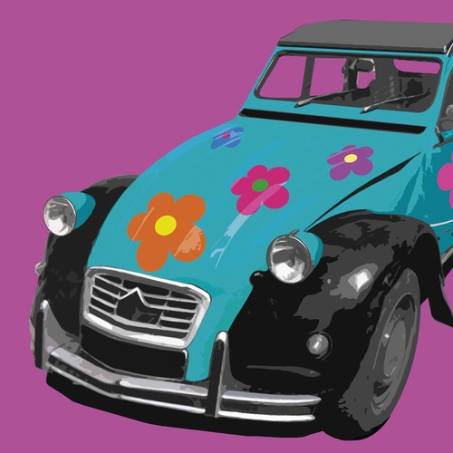 Citroën 2cv art - print, linda