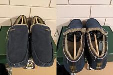 Barbour MONTY Moccasin Suede Slippers (NAVY BLUE) (SIZE UK 9) - RRP £69.95