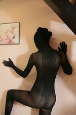 220Lbs Men Women Sheer Bodysuit 10D Velvet Full Bodystocking With Gloves & Hood