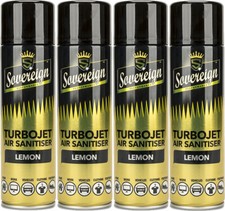 4 x Sovereign Lemon Turbojet Air Sanitiser Car Home Freshener Spray
