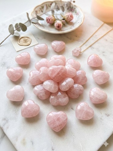 Rose quartz heart - rose,
