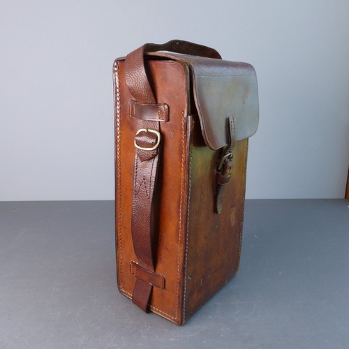 Vintage leather lunch bag box - lunch,