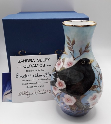 Blackbird and cherry blossom - blackbird,
