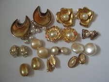 Job Lot Bundle 11 Pairs Quality Vintage Retro Pearl Theme CLIP ON Earrings