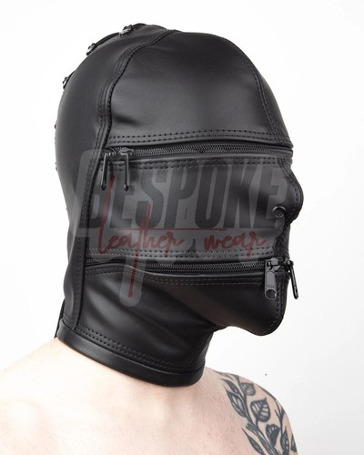 Genuine leather bondage hood - bondage,