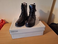 Women’s Geox  Respira Iridea Leather Ankle Boots, Black Size 5