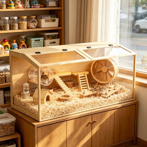 Wooden hamster cage - hamster,
