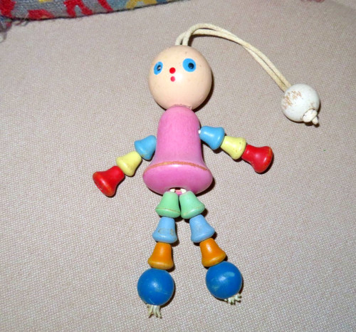 Vintage wooden string crib toy - wooden,