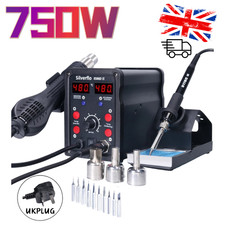 750W 2 in 1 Digital Soldering Iron Station Hot Air Gun Desoldering Rework LED Uk