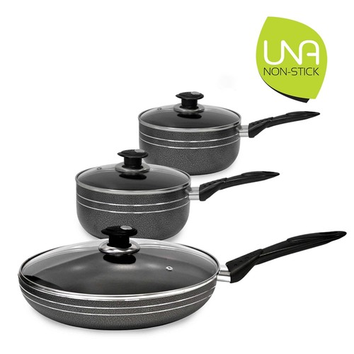 Non stick aluminium 3pc pot - non-stick,