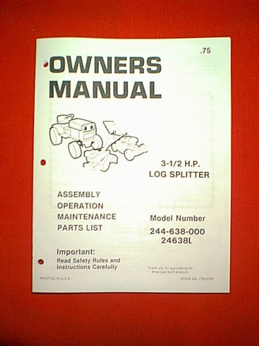 Mtd wood log - 1/2, hp