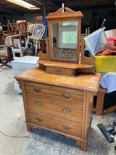 Brown wooden dressing table - brown,