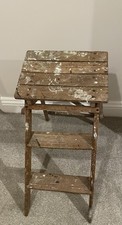 Vintage Wooden  Folding Step Ladder Decorators Plant Stand Prop Rustic 