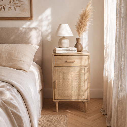 Boho rattan bedside table - bedside,