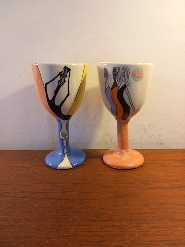 Studio pottery goblets - pottery, x2