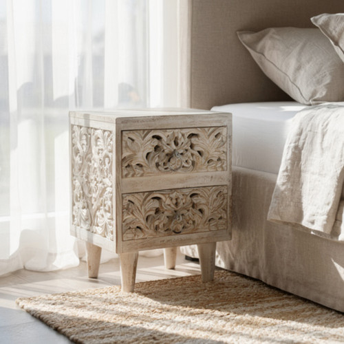Bohemian carved white wooden - bohemian,