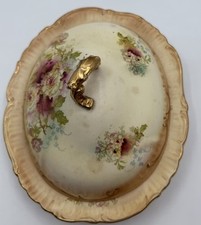 Vintage Royal Devin Stockholm Asymmetrical Lidded Bowl Floral Gold Trim England