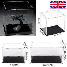 Clear Acrylic Display Case Perspex Box Plastic Black Base Dustproof 3 Sizes