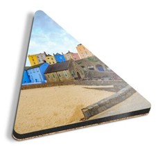 Triangle MDF Coaster Tenby Harbour Beach Wales UK #52247