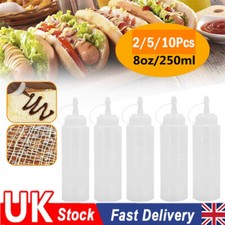 2/5/10Pcs Plastic Clear Squeeze Sauce Bottles Condiment Dispenser Ketchup Mayo