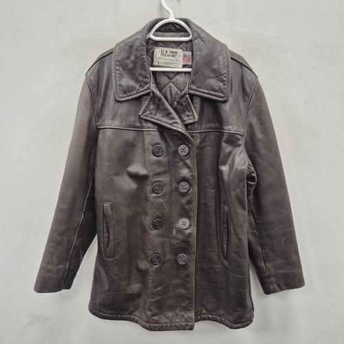 Schott leather pea coat mens - leather,