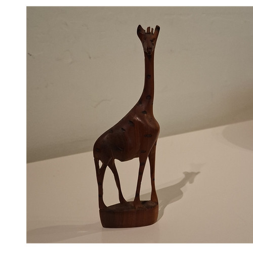 Hand carved wooden giraffe - wooden,