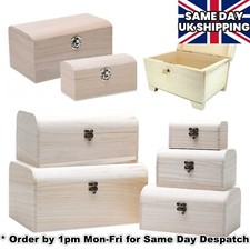 Plain Wooden TREASURE PIRATE CHEST, jewellery, storage, craft box