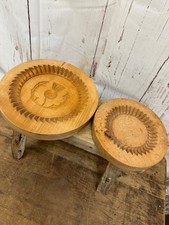 2x Vintage Carved Wood Scottish Shortbread Moulds/Molds