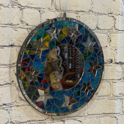 Blue star black mosaic tile - blue,