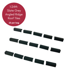 Dolls House 1:24th Scale 15 x Miniature Angled Ridge Roof Tiles Slate Grey