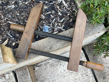 Vintage Large Wooden Clamp Hand Screw Clamp Vice Carpenter Woodworking Old Tool
