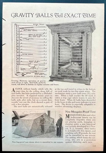 Gravity clock 1931 article - gravity,