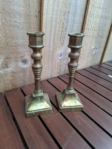 Vintage brass candle sticks - brass,