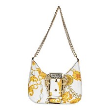 Versace Jeans Couture white gold Shoulder bag Baroque Buckle chain strap New