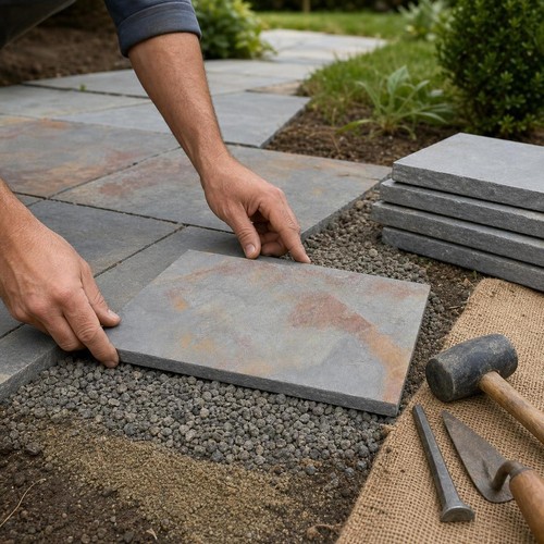 Natural slate paving stone - natural,