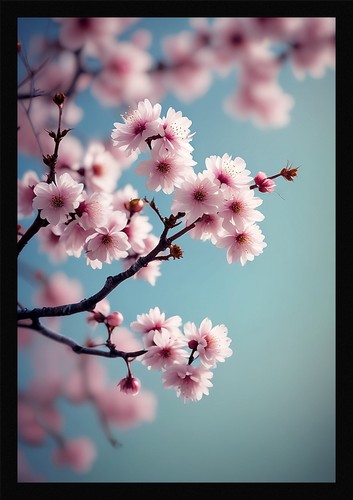 Soft cherry blossom framed - soft,