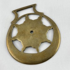 Brass Horse Medallion Antique English Traditional Sun Flash Wing Pierced Harness