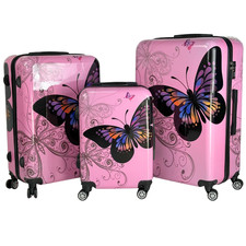 Butterfly Hard Shell 4 Wheel Suitcase PC Luggage Trolley Cabin Travel Bag
